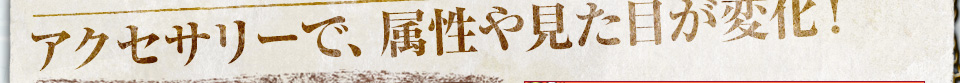 アクセサリーで、属性や見た目が変化！